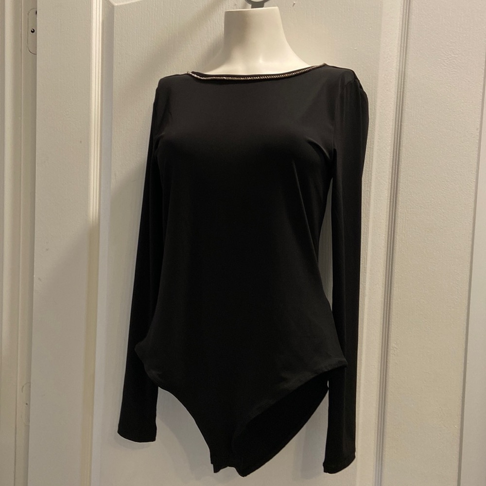 H&M body suit open back with rhinestones M NWT